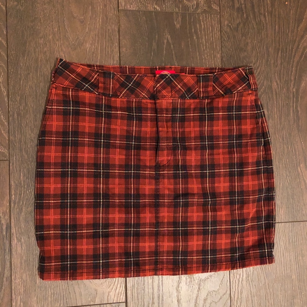 Dickies Red Plaid Skirt- worker mini skirt